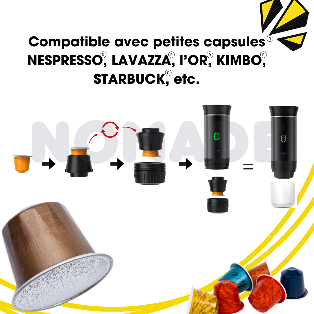 Machine à Expresso portable pour capsule Nespresso®, Dolce Gusto® et café moulu