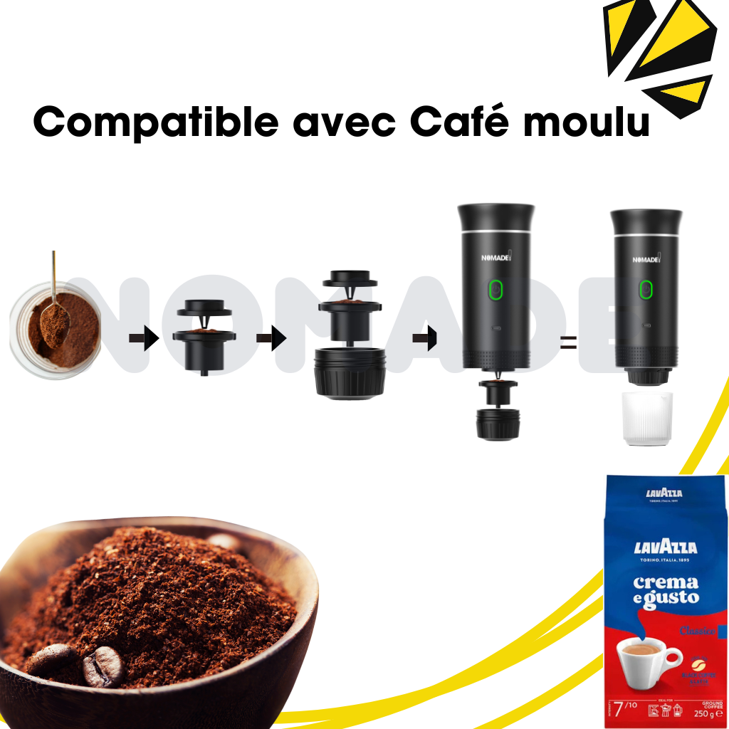 Machine à Expresso portable pour capsule Nespresso®, Dolce Gusto® et café moulu