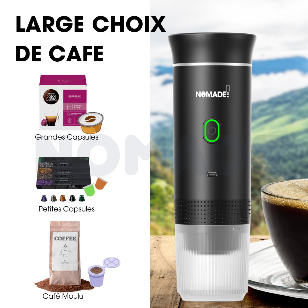 Portable Espresso Machine for Nespresso Dolce Gusto capsules and ground coffee Blanc